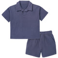 2-Piece Boys Odyssey Gray Johnny Collar Shirt and Shorts outfits Modern Moments™ by Gerber®