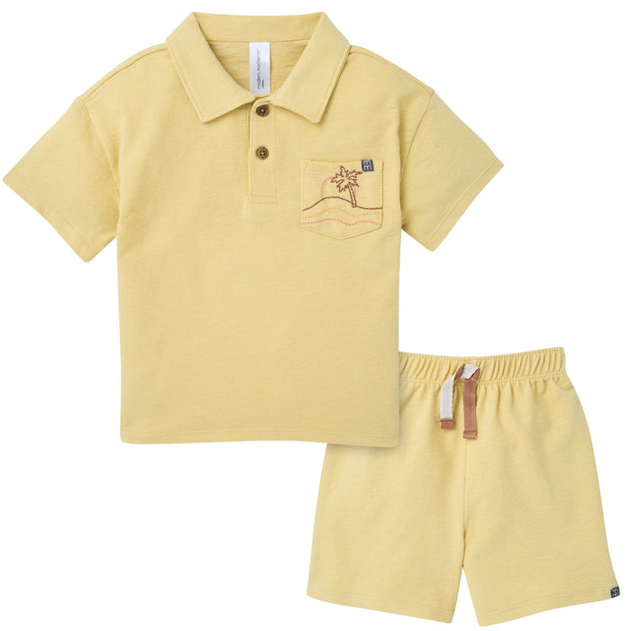 2-Piece Boys Reed Yellow Polo Shirt and Shorts outfits Modern Moments™ by Gerber®