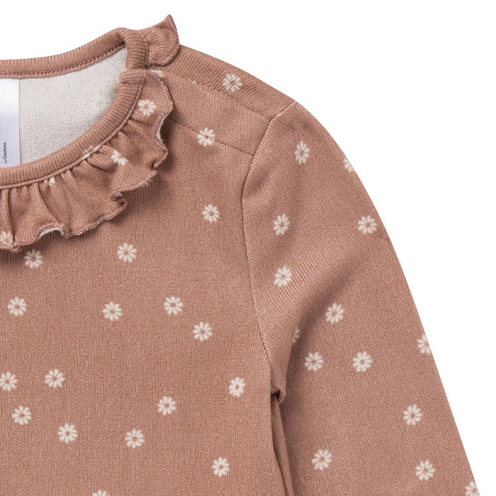 2-Piece Baby Girls Brown Ruffle Collar Top and Flare Pant Set Outfits & Sets Gerber®