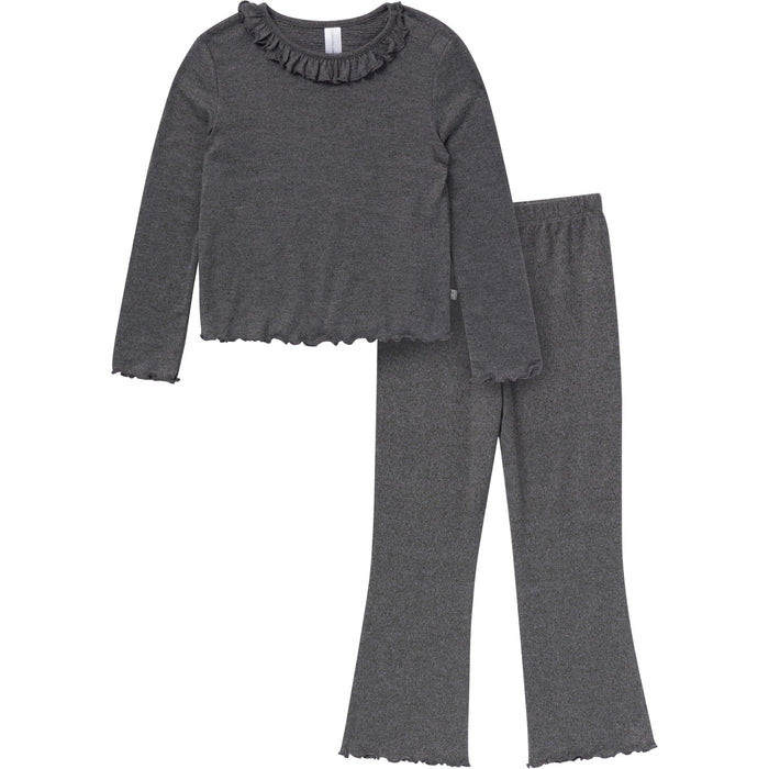 2-Piece Toddler Girls Dark Gray Ruffle Collar Top and Flare Pant Set Outfits & Sets Gerber®