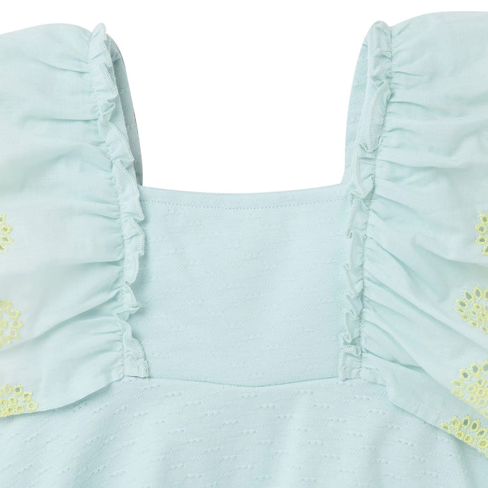 2-Piece Girls Misty Blue Happy Shoes Eyelet Top and Shorts outfits modern moments™ by Gerber®