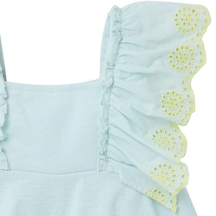 2-Piece Girls Misty Blue Happy Shoes Eyelet Top and Shorts outfits modern moments™ by Gerber®