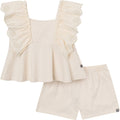 2-Piece Girls Madcap Gray Self Eyelet Embr Top and Shorts outfits modern moments™ by Gerber®