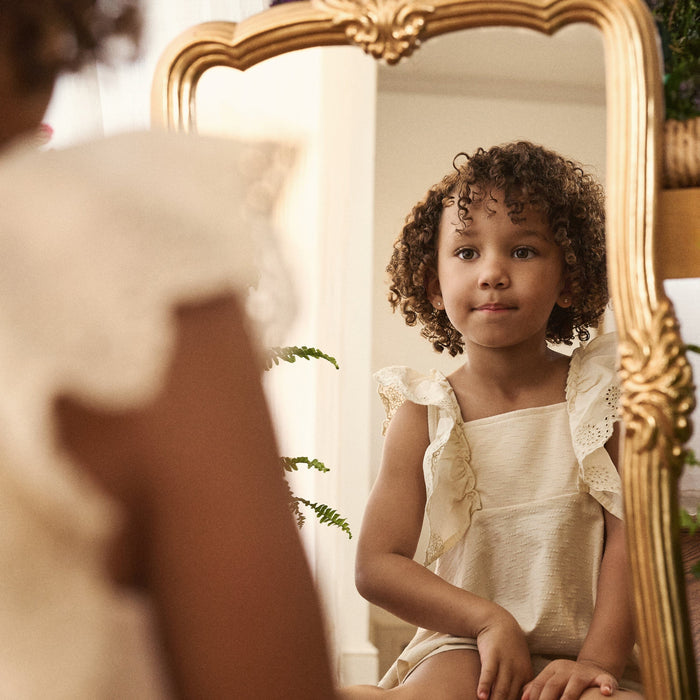 2-Piece Girls Off White Eyelet Top and Shorts Set outfits modern moments™ by Gerber®