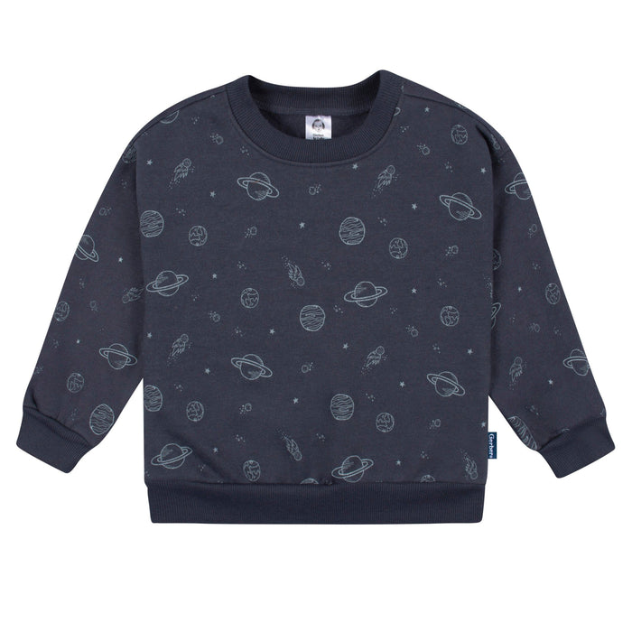2-Multi Pc Sets Infant and Toddler Boys Navy Space Sweatshirt & Pant