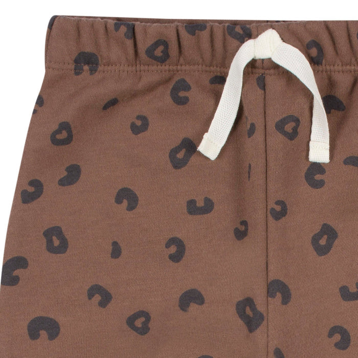 2-Multi Pc Sets Infant and Toddler Girls Brown Leopard Sweatshirt & Pant