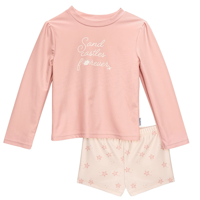 2-Piece Infant and Toddler Girls Starfish Rashguard Set