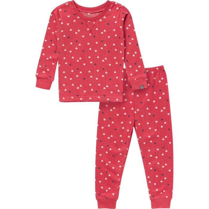 2-Piece Infant and Toddler Girls Red Hearts Tight Fitting Pajamas Set