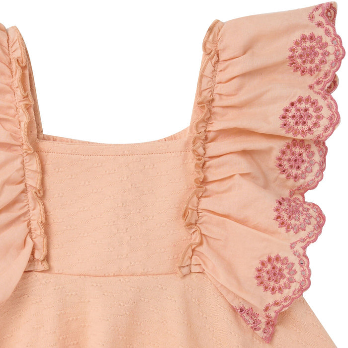 2-Piece Girls Apricot Cream Dusty Rose Eyelet Top and Shorts outfits modern moments™ by Gerber®