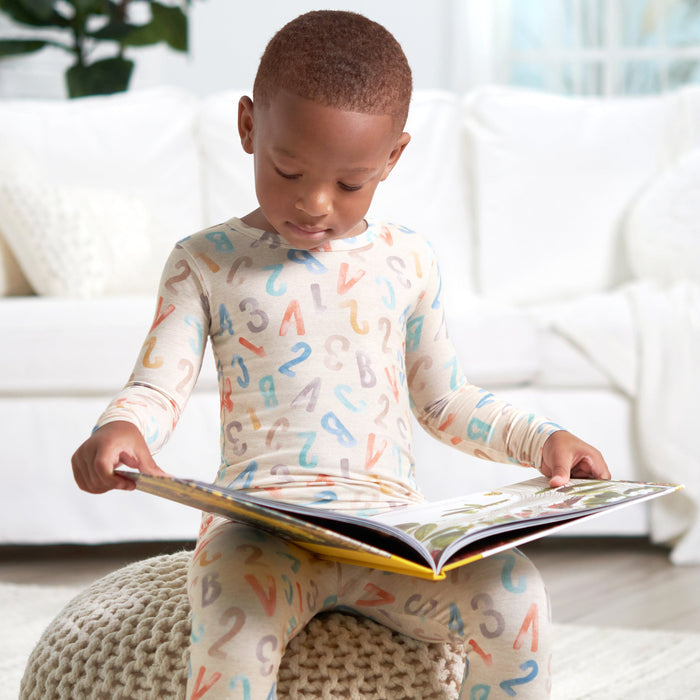 2-Piece Infant & Toddler Alphabet Soup Buttery Soft Viscose Made from Eucalyptus Snug Fit Pajamas