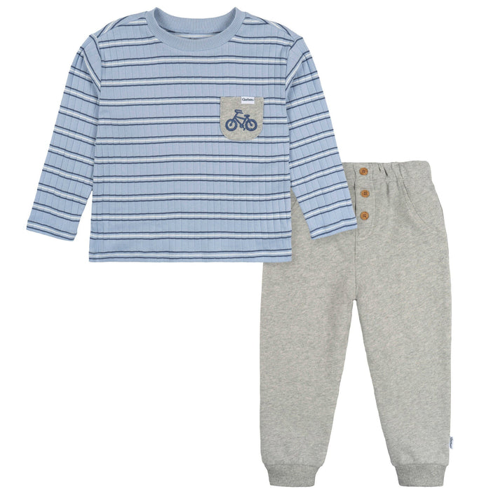 2-Piece Infant & Toddler Boys Blue Stripe Top & Jogger Set outfits Gerber®