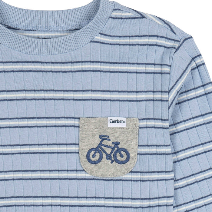 2-Piece Infant & Toddler Boys Blue Stripe Top & Jogger Set outfits Gerber®