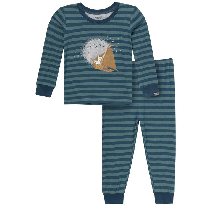 2-Piece Infant & Toddler Boys Blue Stripe Where The Wild Things Are Snug Fit Pajama Set Sleepwear Modern Moments™ by Gerber®