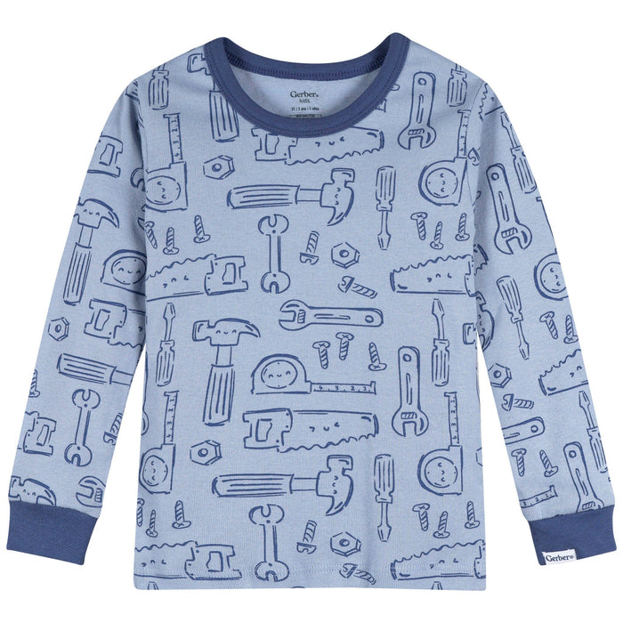 2-Piece Infant & Toddler Boys Blue Tools Cotton Pajama Set sleepwear Gerber®