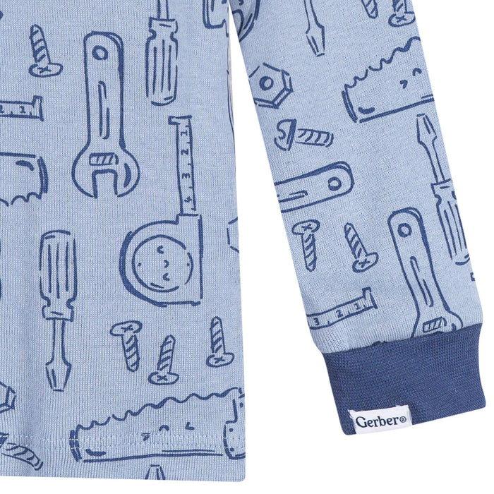 2-Piece Infant & Toddler Boys Blue Tools Cotton Pajama Set sleepwear Gerber®