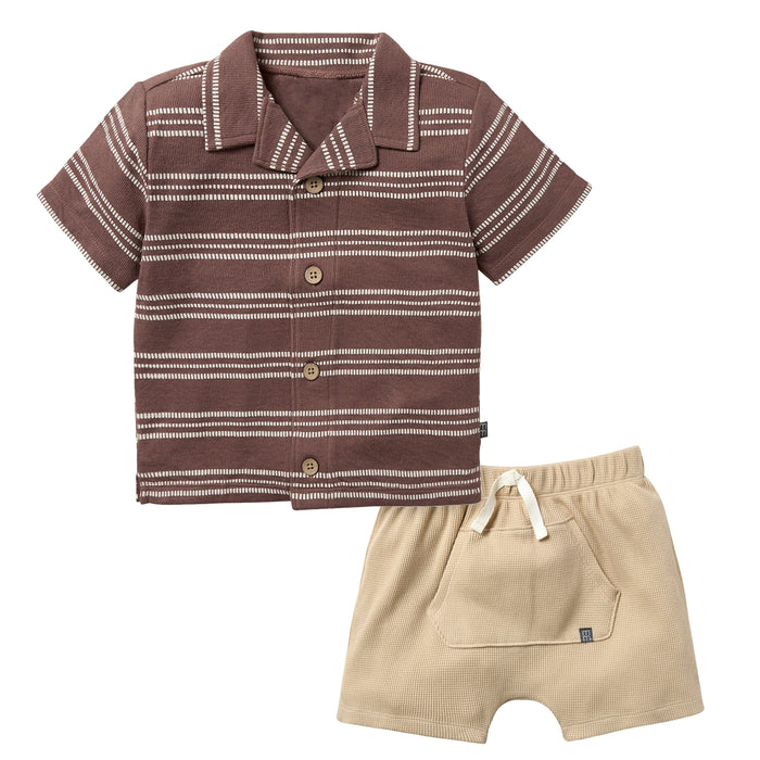 2-Pack Infant & Toddler Boys Brown Collar Top & Harem Pants Bundle outfits Gerber Childrenswear