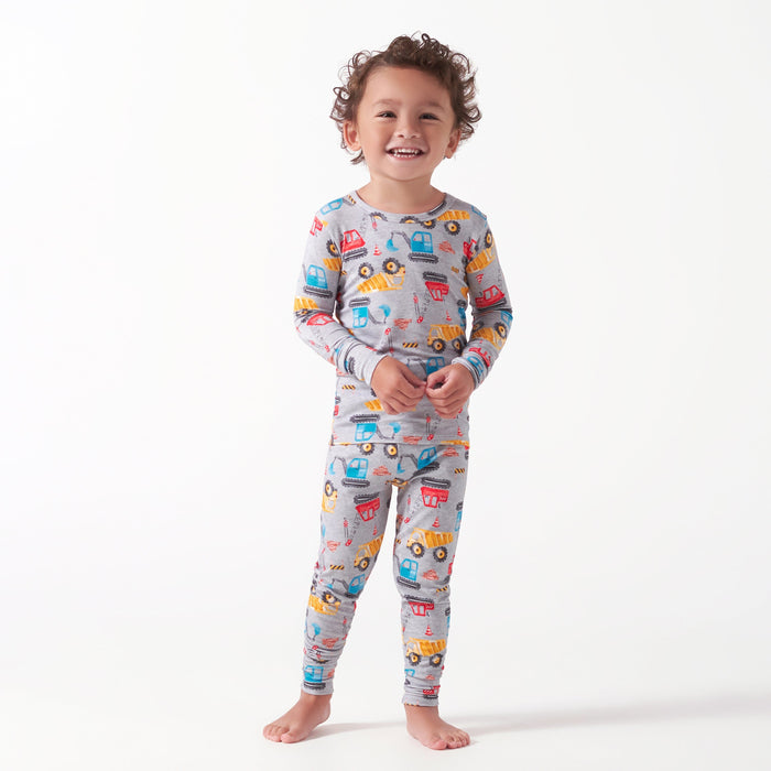 2-Piece Infant & Toddler Boys Construction Trucks Buttery-Soft Viscose Made from Eucalyptus Snug Fit Pajamas