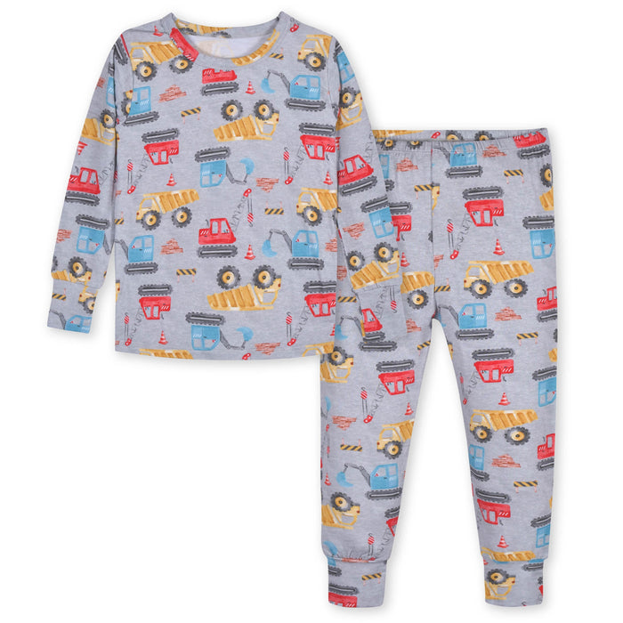 2-Piece Infant & Toddler Boys Construction Trucks Buttery-Soft Viscose Made from Eucalyptus Snug Fit Pajamas