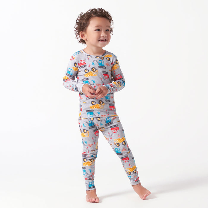 2-Piece Infant & Toddler Boys Construction Trucks Buttery-Soft Viscose Made from Eucalyptus Snug Fit Pajamas