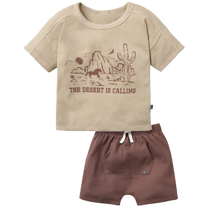 2-Piece Infant & Toddler Boys Desert T-Shirt & Brown Harem Shorts Set outfits-doorbusters modern moments™ by Gerber®