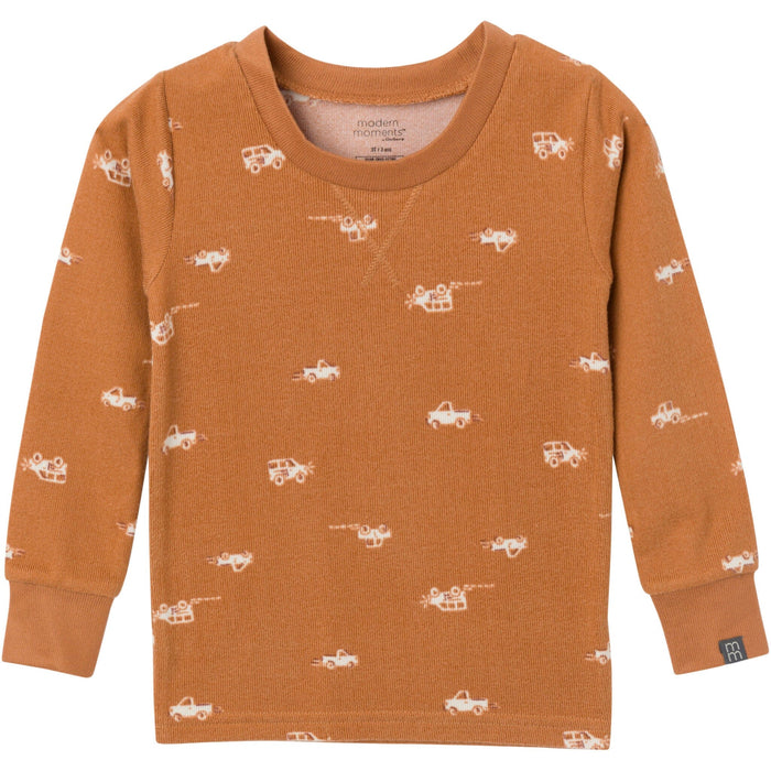 2-Piece Infant & Toddler Boys Lt Med Brown Cars Pajama Set Sleepwear Modern Moments™ by Gerber®