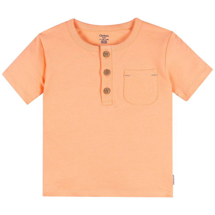 2-Piece Infant & Toddler Boys Peach Henley Top and Shorts Set Outfits & Sets Gerber®