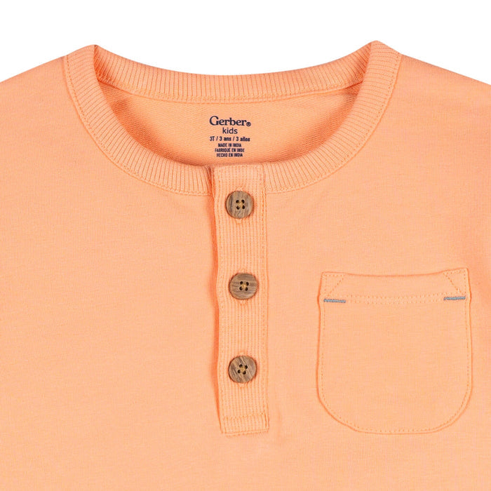 2-Piece Infant & Toddler Boys Peach Henley Top and Shorts Set Outfits & Sets Gerber®