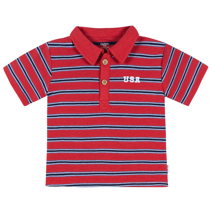 2-Piece Infant & Toddler Boys Brown & Blue Polo Shirt and Shorts Set Outfits & Sets Gerber®