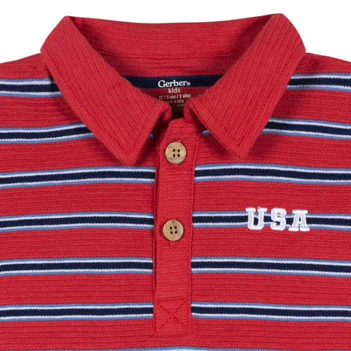 2-Piece Infant & Toddler Boys Brown & Blue Polo Shirt and Shorts Set Outfits & Sets Gerber®