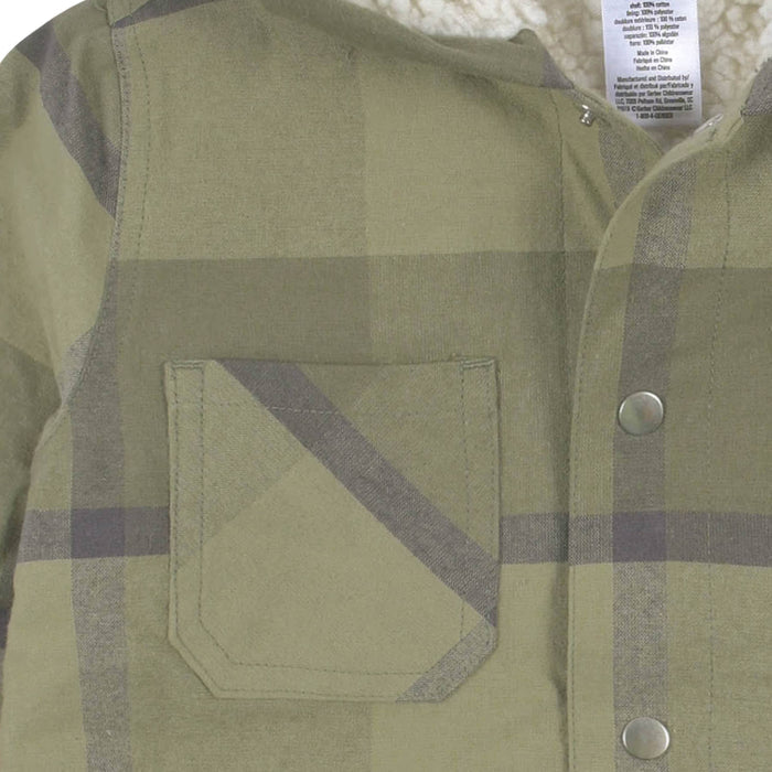 2-Piece Infant & Toddler Boys Sage Green Plaid Flannel Jacket & Jogger Set