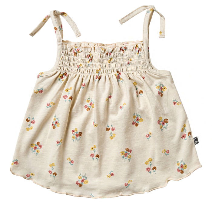 2-Piece Infant & Toddler Girls Beige Flowers Smocked Sleeveless Top & Wide Leg Shorts Bundle outfits Modern Moments™ by Gerber®