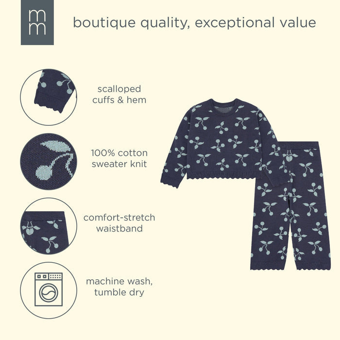 2-Piece Infant & Toddler Girls Blue Cherry Sweater and Pant Set outfits modern moments™ by Gerber®