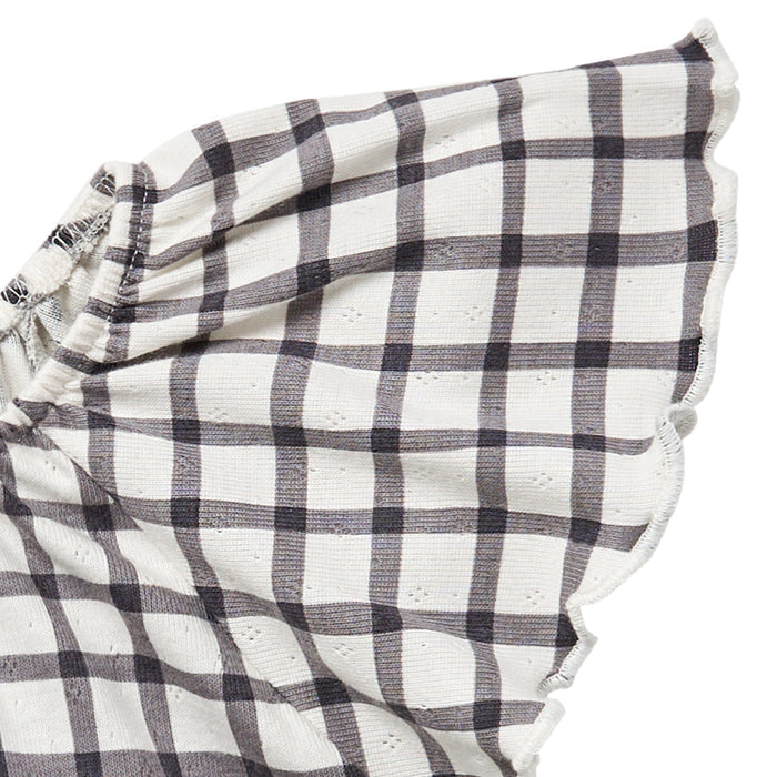 2-Piece Infant & Toddler Girls Dark Grey Plaid Ruffled Sleeve Top & Wide Leg Shorts Bundle outfits Modern Moments™ by Gerber®
