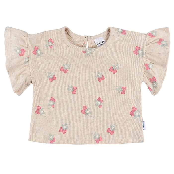 2-Piece Infant & Toddler Girls Heather Strawberry Shirt and Shorts Set