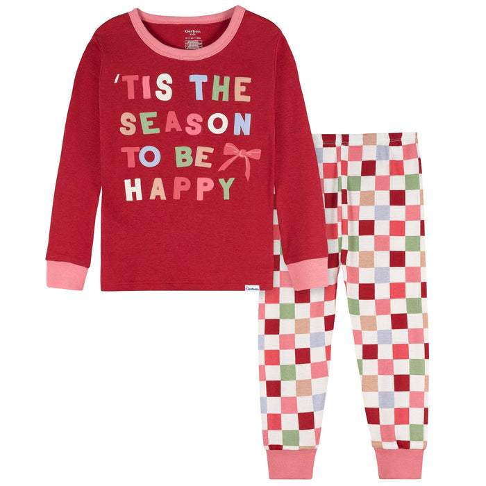 2-Piece Infant & Toddler Girls Multi Check Snug Fitting Pajama Set Sleepwear Gerber®
