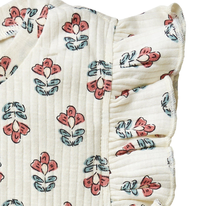 2-Pack Ivory Flower Ruffled Sleeveless Top & Wide Leg Shorts Bundle Gerber Childrenswear