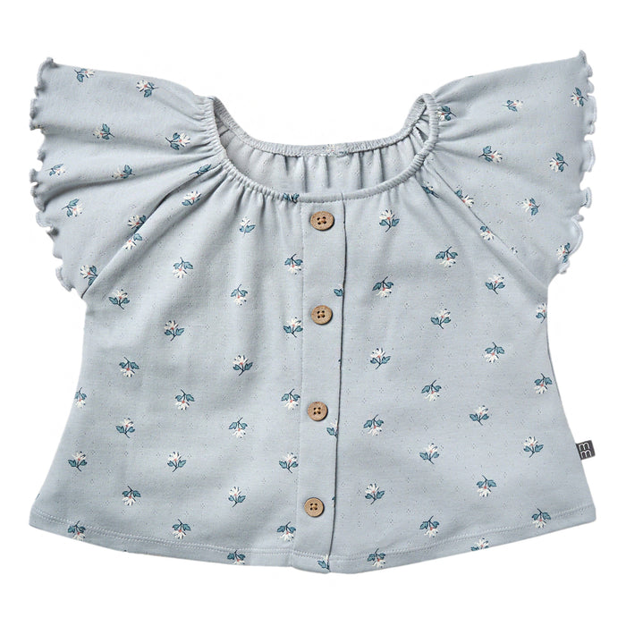 2-Piece Infant & Toddler Girls Light Blue Daisy Ruffled Sleeve Top & Smocked Wide Leg Shorts Bundle outfits Modern Moments™ by Gerber®