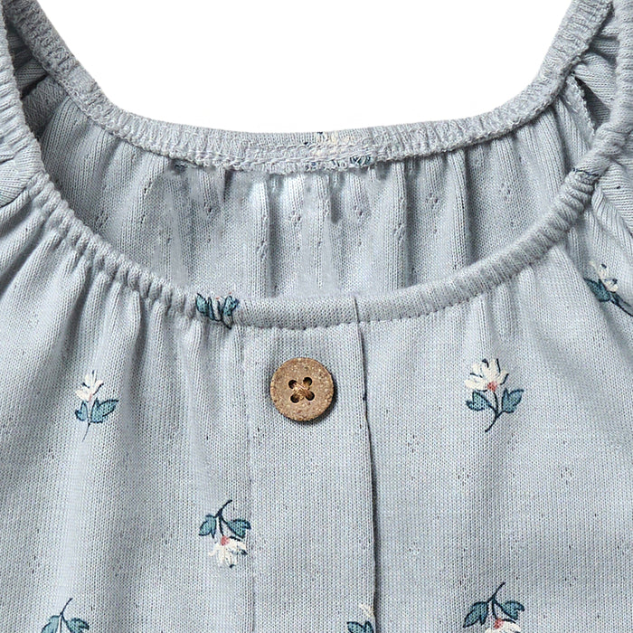 2-Piece Infant & Toddler Girls Light Blue Daisy Ruffled Sleeve Top & Smocked Wide Leg Shorts Bundle outfits Modern Moments™ by Gerber®