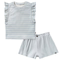 Striped shirt and shorts set on a white background