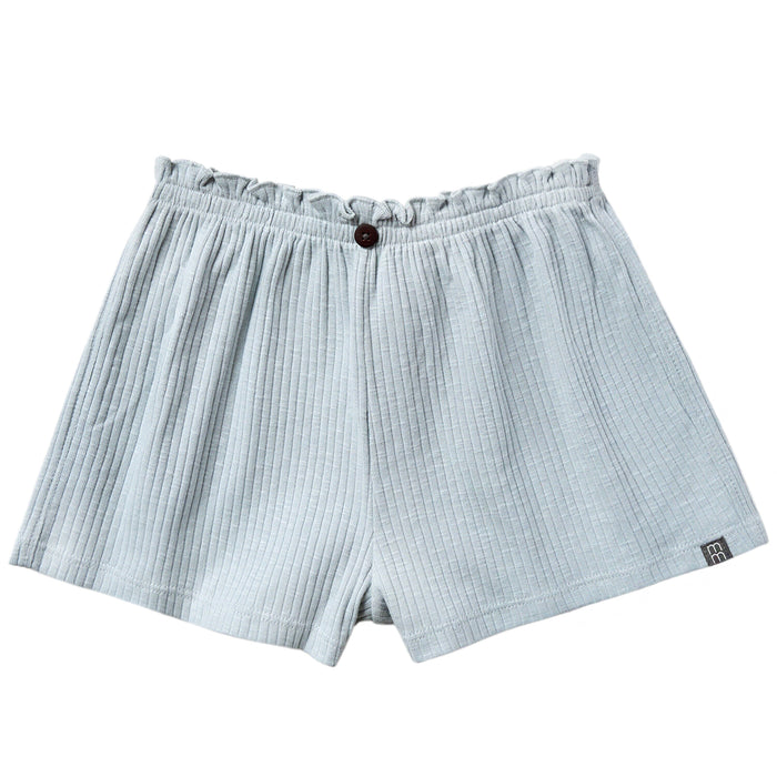 Light blue checkered boxer shorts on a white background