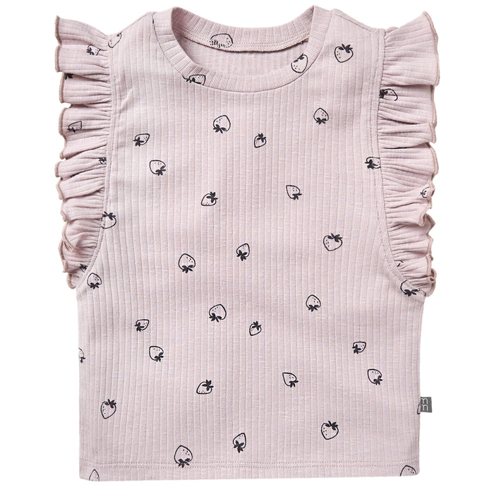 2-Piece Infant & Toddler Girls Lilac Strawberry Ruffled Sleeveless Top & Wide Leg Shorts Bundle outfits Modern Moments™ by Gerber®