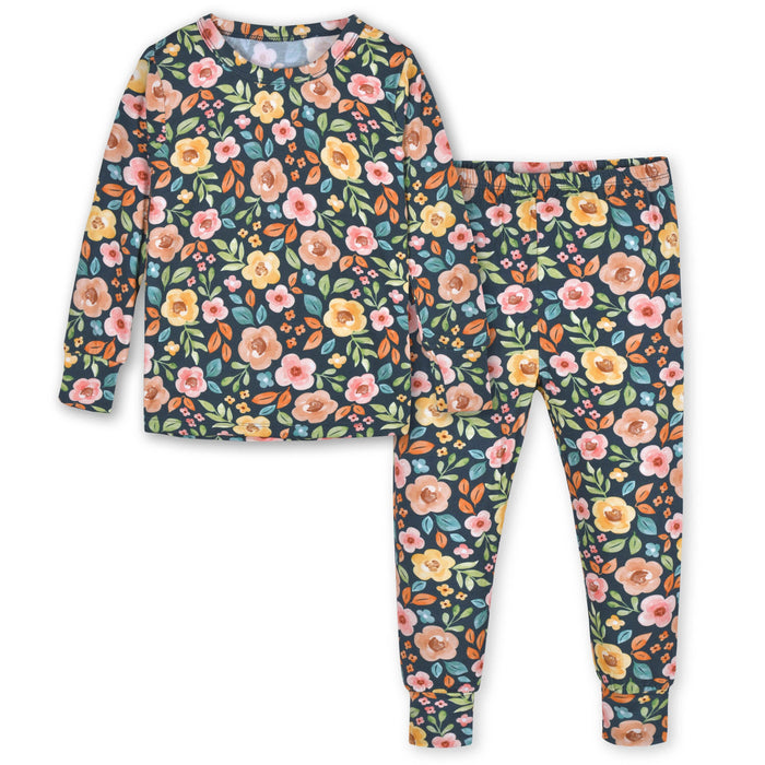 2-Piece Infant & Toddler Girls Midnight Floral Buttery-Soft Viscose Made from Eucalyptus Snug Fit Pajamas