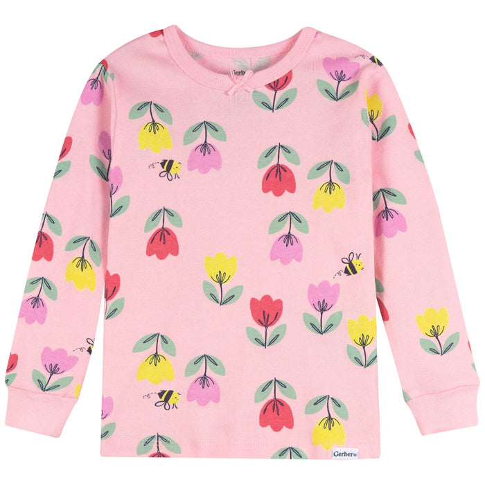 2-Piece Infant & Toddler Girls Pink Tulips Cotton Pajama Set sleepwear Gerber®
