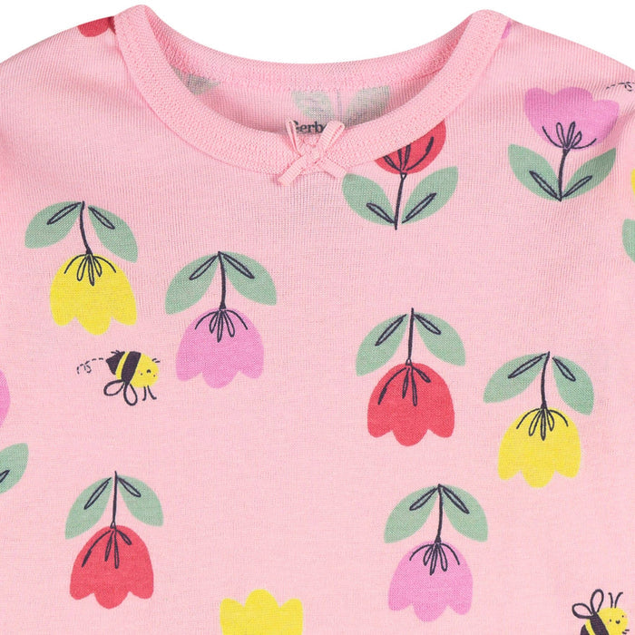 2-Piece Infant & Toddler Girls Pink Tulips Cotton Pajama Set sleepwear Gerber®