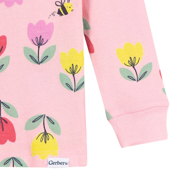 2-Piece Infant & Toddler Girls Pink Tulips Cotton Pajama Set sleepwear Gerber®