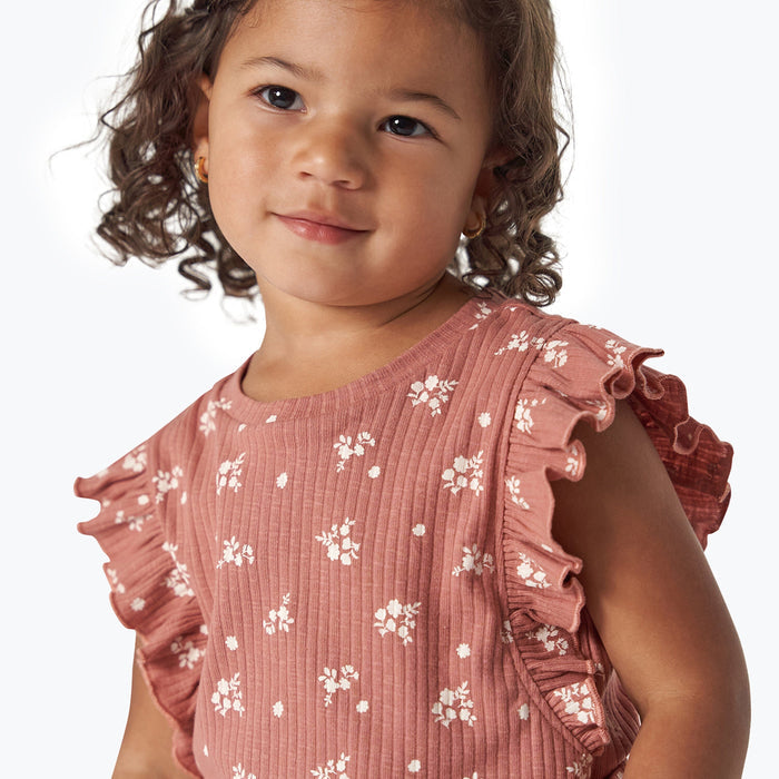 2-Pack Medium Rose Ruffled Sleeveless Top & Wide Leg Shorts Bundle outfits Gerber Childrenswear