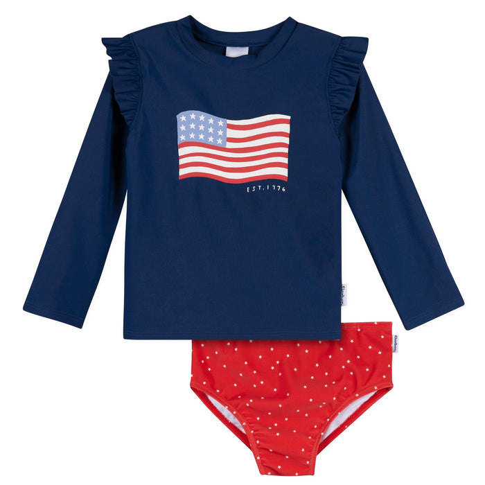 2-Piece Baby & Toddler Girls Usa Flag Rashguard and Bottoms Swimwear Gerber®