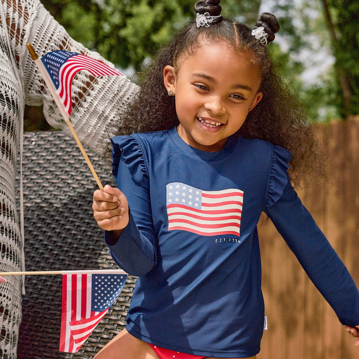 2-Piece Infant & Toddler Girls UPF 50+ USA Flag Rash Guard and Swim Bottoms Set swimwear Gerber®