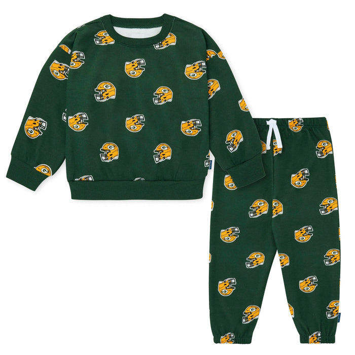 2-Piece Infant & Toddler Neutral Green Bay Packers Sweatshirt and Pant Set Outfits & Sets NFL