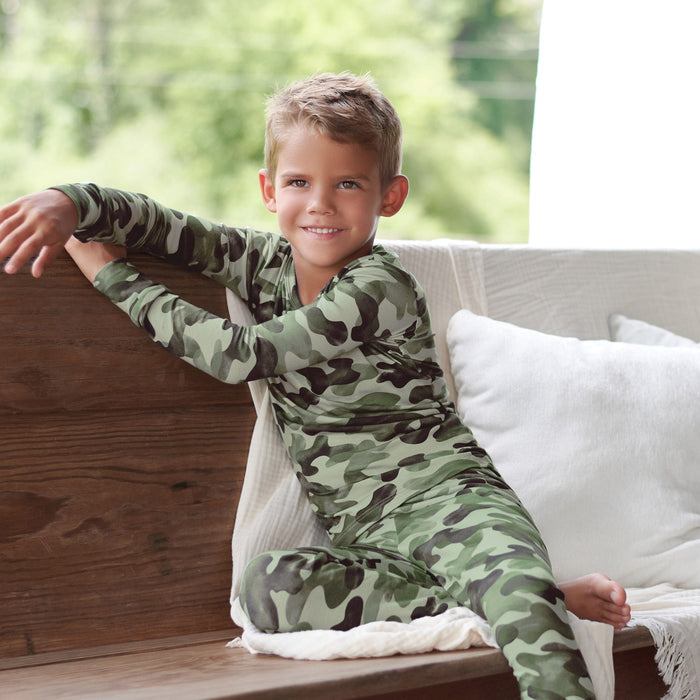 2-Piece Infant & Toddler Hide & Seek Camo Buttery-Soft Viscose Made from Eucalyptus Snug Fit Pajamas